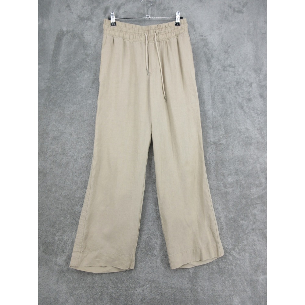 Quince Pants Womens Size S Linen Wide Leg Drawstring Coastal Boho Minimalist Tan
